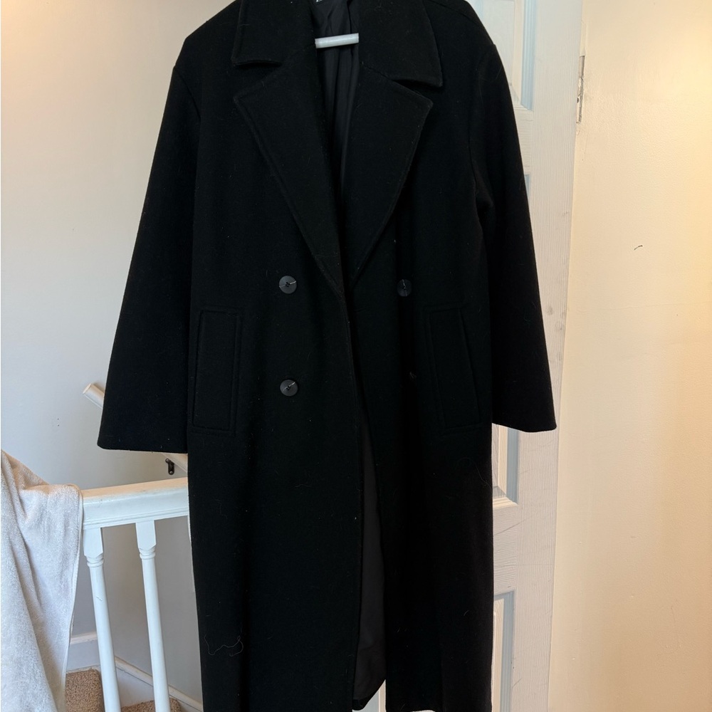 Zara Black Wool Blend Coat